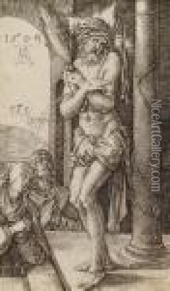 Man Of Sorrows By The Column, From Engraved Passion (b.; M.; H. 3) Oil Painting - Albrecht Durer