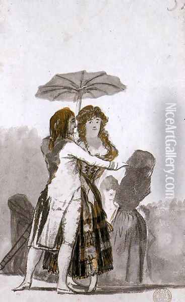 Couple with Parasol on the Paseo 2 Oil Painting - Francisco De Goya y Lucientes