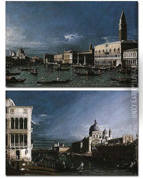 Venice, The Canal Grande From The Campo Santa Maria Zobenigo With The Bacino Di San Marco In The Distance Oil Painting - Bernardo Bellotto