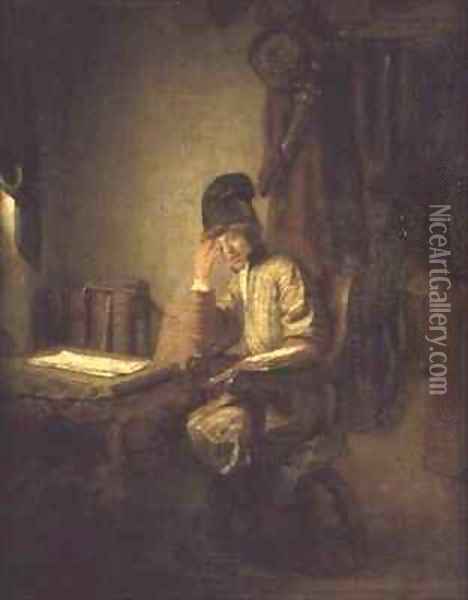 A Young Philosopher in His Study Oil Painting - Heiman Dullaert