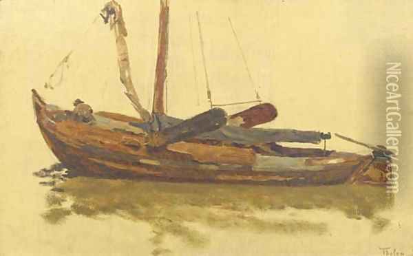 A barge - a study Oil Painting - Willem Bastiaan Tholen
