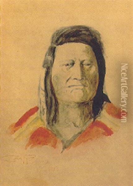 Indian Chief Oil Painting - Charles Marion Russell