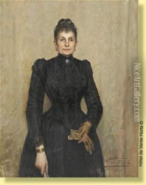 Portrait De Dame De Qualite Oil Painting - Leon Herbo