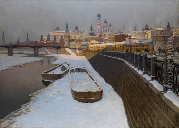 Blick Auf Den Kreml Oil Painting - Michail Markianovic Germasev