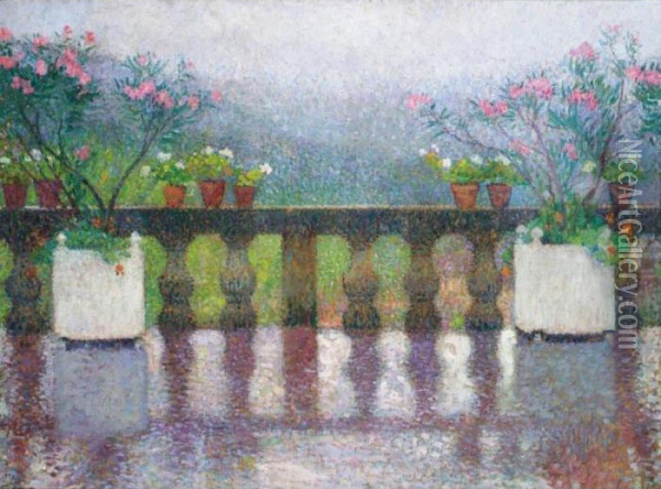 Terrasse De Marquayrol Sous La Pluie Oil Painting - Henri Martin