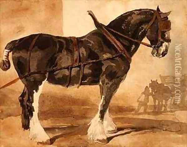Harnessed black horse Oil Painting - Theodore Gericault