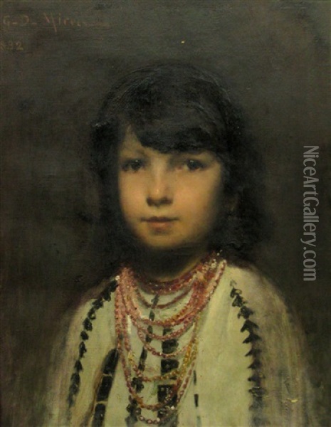 Girl Portrait Oil Painting - George Demetrescu Mirea