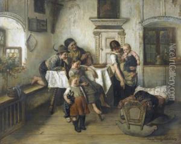 Die Besetzte Wiege Oil Painting - Adolf Eberle