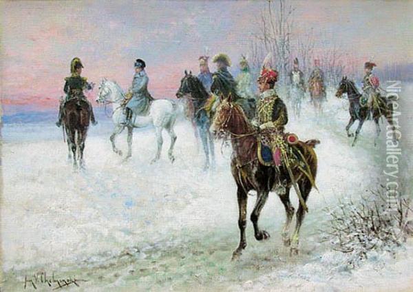 Napoleon Z Gwardia Przyboczna Oil Painting - Jan van Chelminski