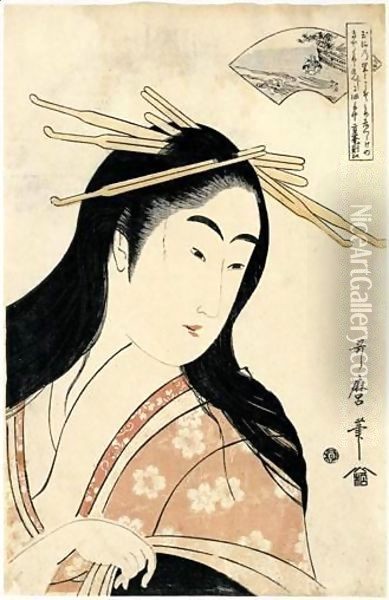 Beaute De La Tamagawa Oil Painting - Kitagawa Utamaro