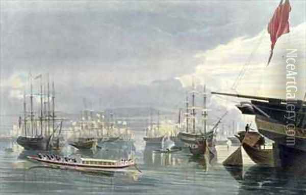A View of the River Shipping and Town of Calcutta from near Smiths Dock Oil Painting - Fraser, James Baillie