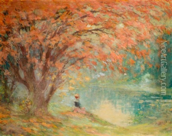 L'automne, Cascasde Romantique Oil Painting - Claude Emile Schuffenecker