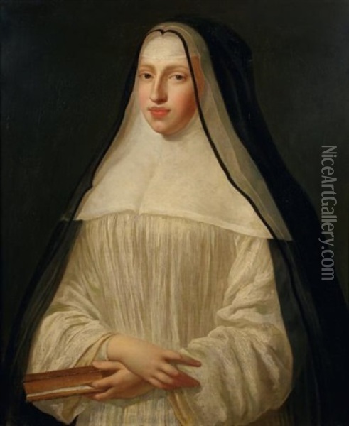 Portrait D'une Carmelite Oil Painting - Alexis-Simon Belle
