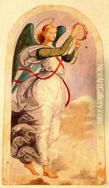 Angel, copy of Rafael of Urbino Oil Painting - Mariano Jose Maria Bernardo Fortuny y Carbo