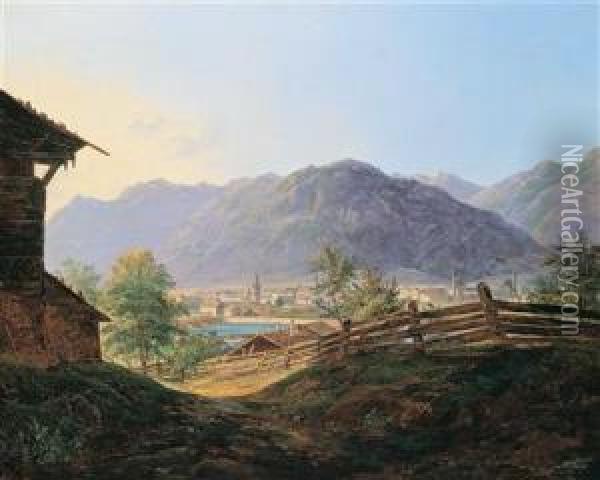 Blick Auf Hall In Tirol Oil Painting - Wilhelm Steinfeld