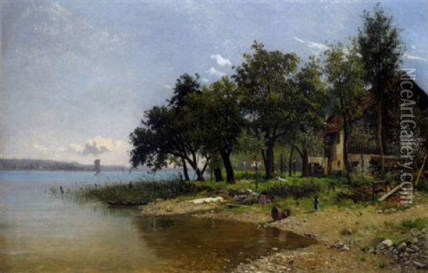 Sonniger Tag Am See Oil Painting - Franz Xaver Von Riedmuller