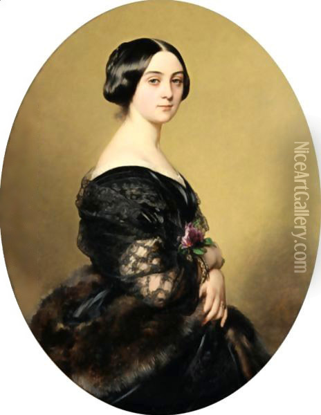 Portrait De La Baronne Henri Hottinguer, Nee Caroline Delessert Oil Painting - Franz Xavier Winterhalter