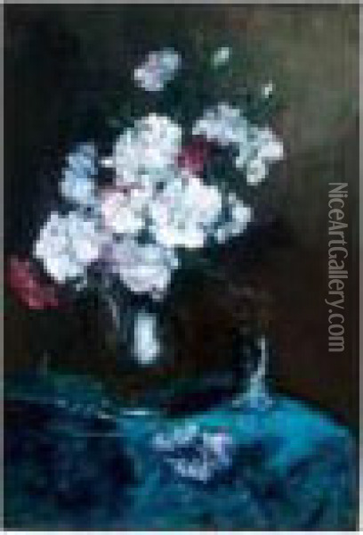 Vase De Fleurs Sur Un Entablement Oil Painting - Alfred Rouby