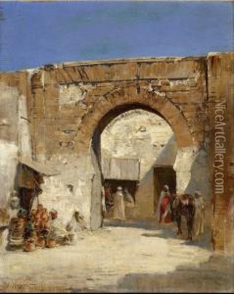Porte Aux Environs De Tunis Oil Painting - Victor Pierre Huguet