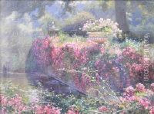 Dorothy Perkins Roses At Kew Oil Painting - Charles Ernest Butler