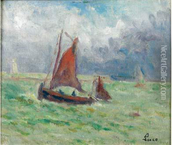 Voilier Au Treport, Circa 1930-1935 Oil Painting - Maximilien Luce