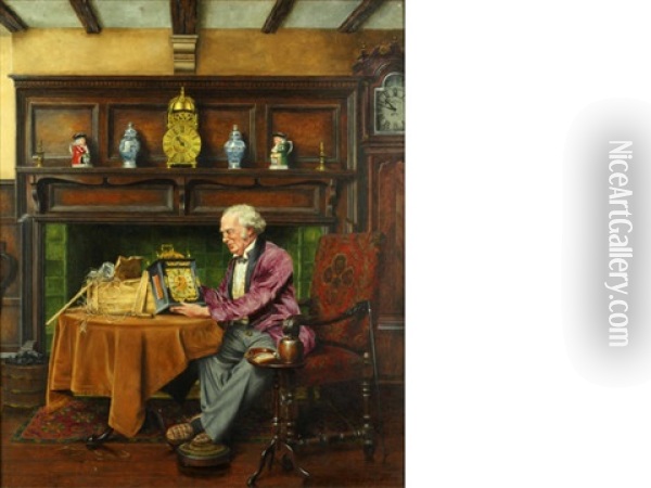 The Clock Collector Oil Painting - Alfred Lyndon Grace