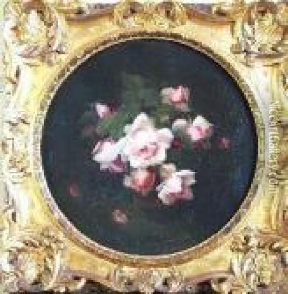 A Still Life Of Pink Roses Oil Painting - James Stuart Park