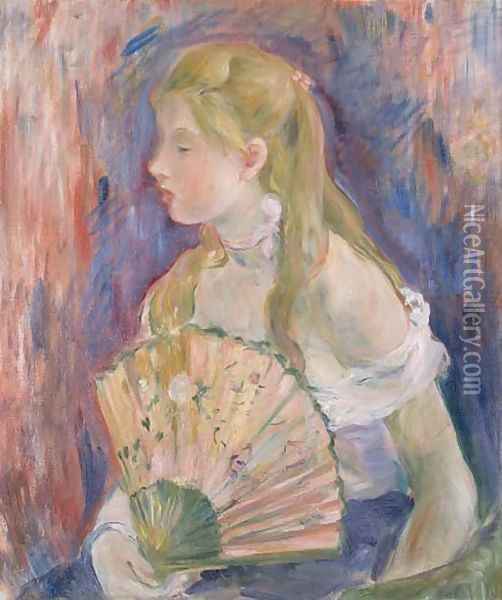 Jeune fille à l'éventail Oil Painting - Berthe Morisot