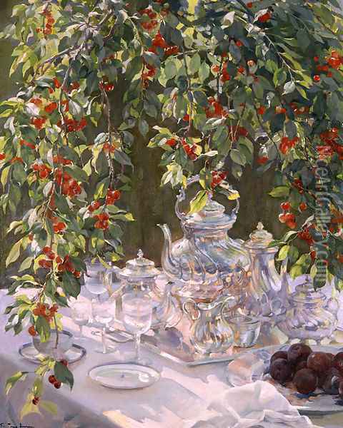 Bodegon en el Jardin Oil Painting - Pons Arnau Francisco