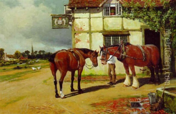 Stable Companions Oil Painting - Arthur William Redgate