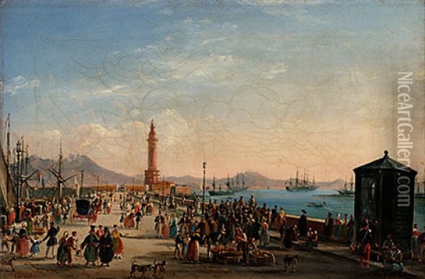 Folkliv I Neapels Hamn Oil Painting - Salvatore Candido