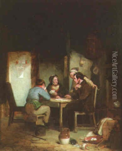 The Card Players Oil Painting - Charles Parsons Knight