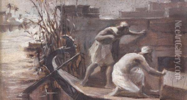 Scene Sur Le Nil Tiree De L'ancien Testament Oil Painting - Gustave Dore