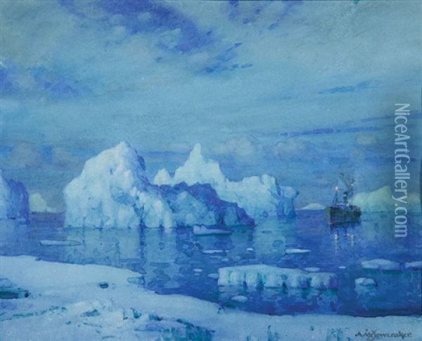 Antarctic Waters Oil Painting - Albert Moulton Foweraker