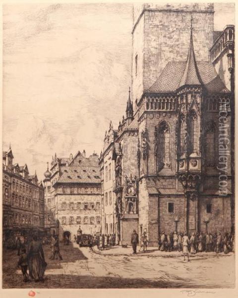 Old Town Hall In Prague Oil Painting - Tavik Frantisek Simon