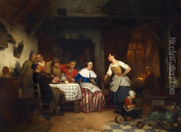Musizierende Gesellschaft In Der Stube Oil Painting - Adrien Ferdinand de Braekeleer