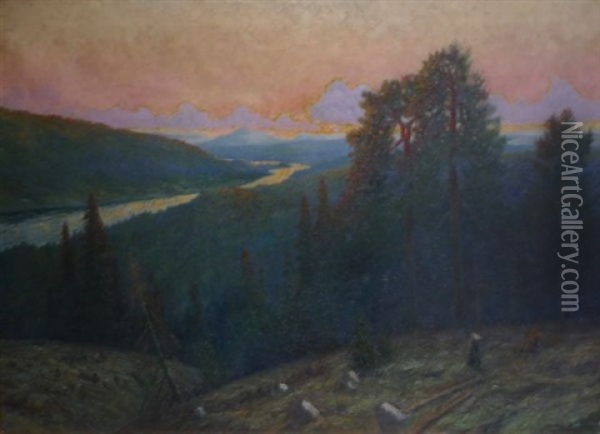 Paysage De Montagne Oil Painting - Oscar Lyke