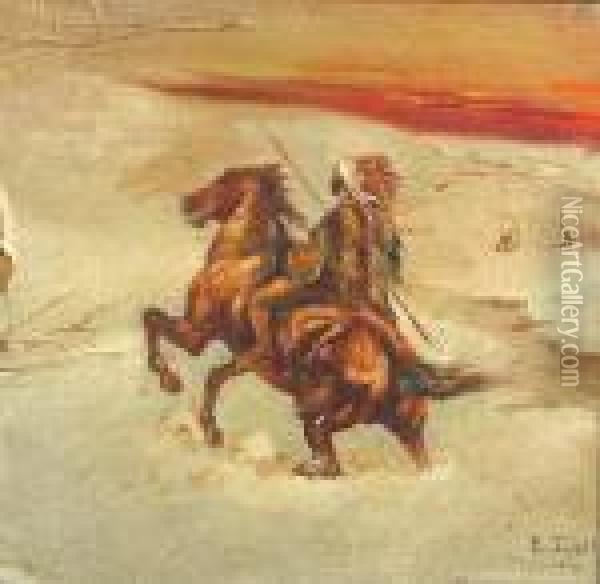 An Indian On Horseback Oil Painting - Eduardo Tojetti