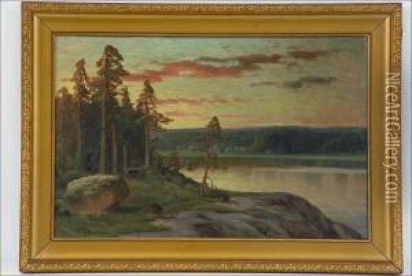 Iltarusko - Aftonrodnad. Oil Painting - Mikael Stanowsky
