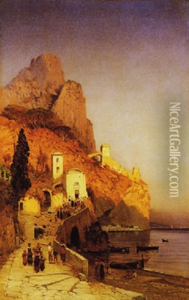 Costiera Amalfitana Oil Painting - Hermann David Salomon Corrodi