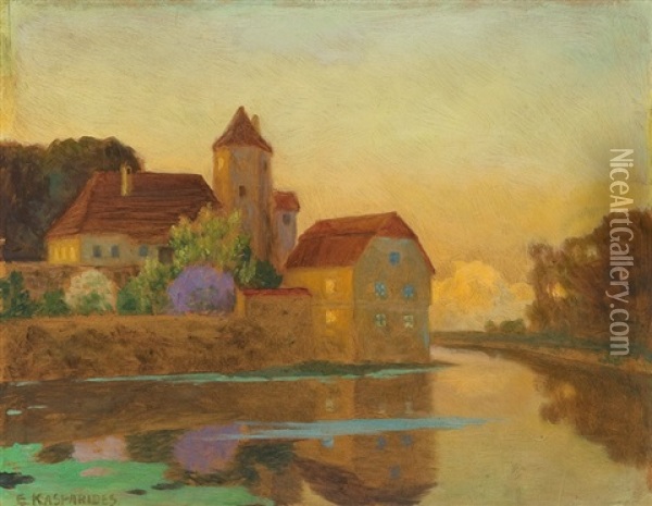Sonnenuntergang Am Fluss Oil Painting - Eduard Kasparides
