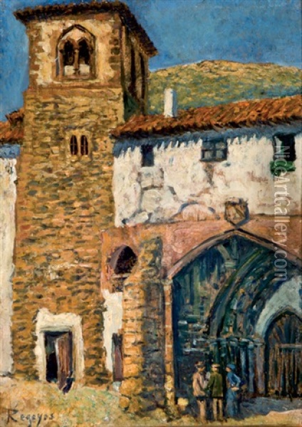 A La Puerta De Una Iglesia En San Juan De Ona, Burgos Oil Painting - Dario de Regoyos