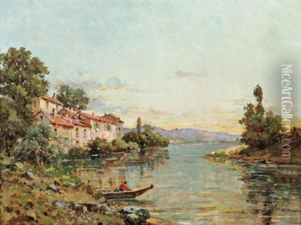 Pecheur Sur La Riviere Oil Painting - Gustave Mascart