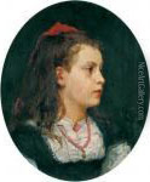 Bildnis Bethli Oser, 1871 
Portrait Of Bethli Oser, 1871 Oil Painting - Albert Anker