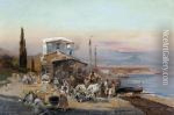 Fischerdorf In Einer Bucht Vor Neapel Oil Painting - Robert Alott