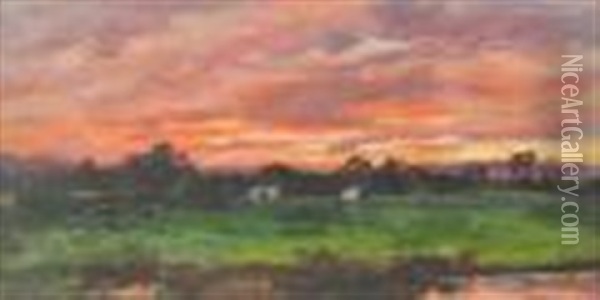 Sunset After Rain Oil Painting - Alfred William Parsons