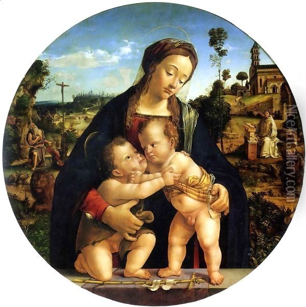 Madonna and Child with the Young Saint John the Baptist Oil Painting - Piero Di Cosimo