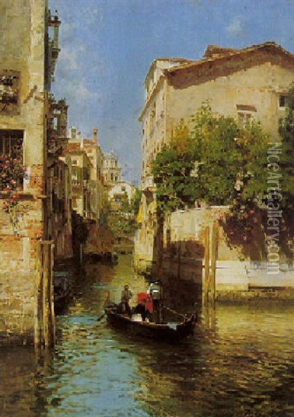 Canal St. Stein, Venice Oil Painting - Rubens Santoro