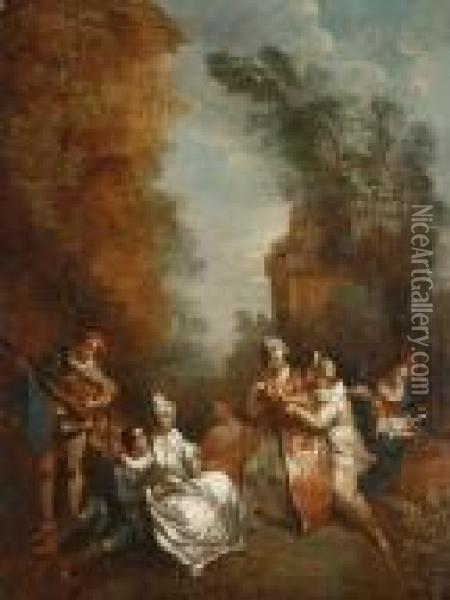 Conversation Galante Oil Painting - Nicolas Lancret