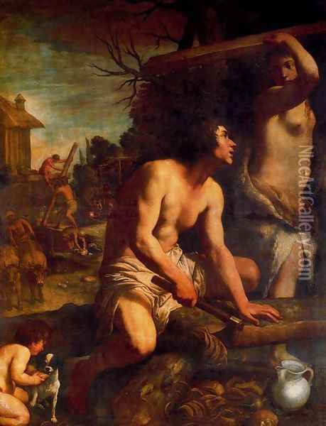 The construction of the Ark of Noah Oil Painting - Guido Reni